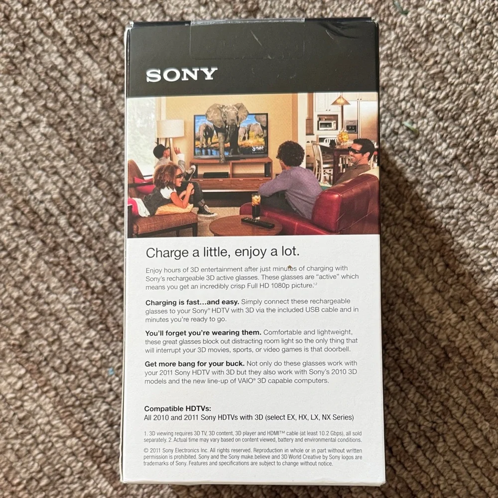 Sony Black 3D Active Glasses Set